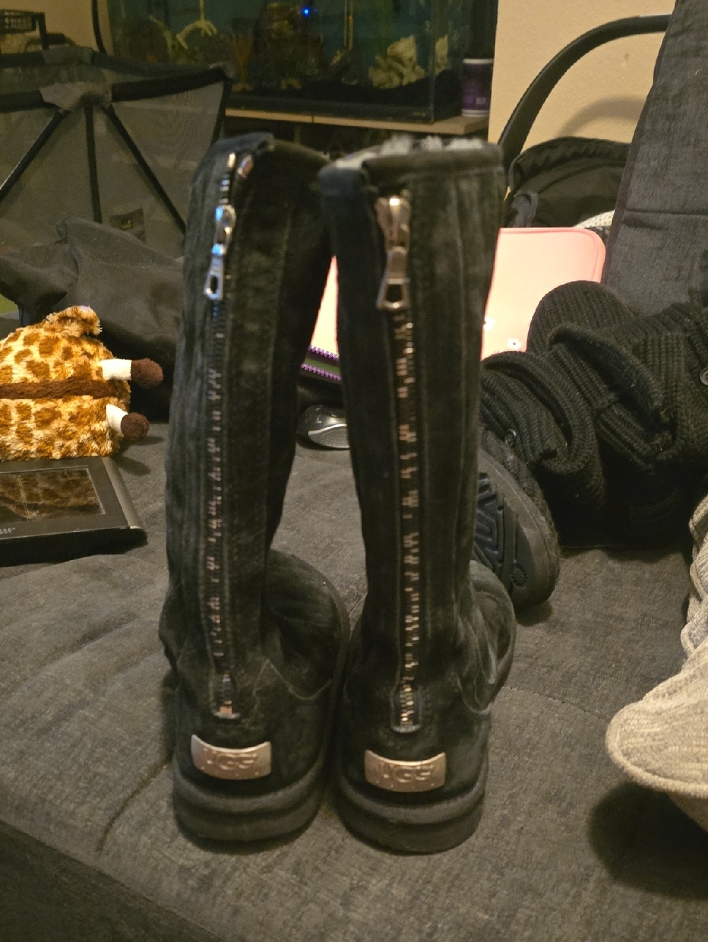 UGG Black Shearling-Lined Back-Zip Boots